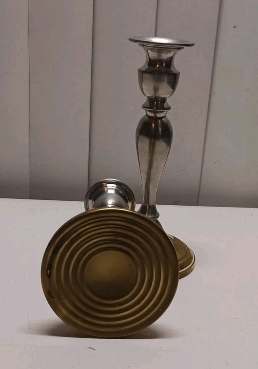 Web Pewter WEIGHTED CANDLESTICK PAIR