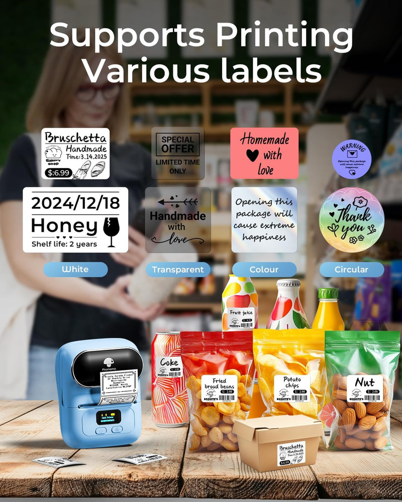 Phomemo M110 Label Makers - Barcode Thermal Bluetooth Label Printer