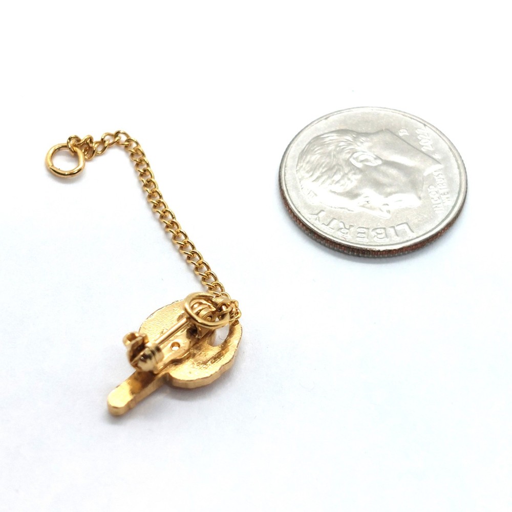 Beta Sigma Phi Enamel Pin Chained Torch w/ Ruby Stone Vintage