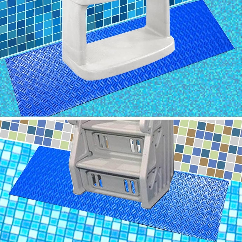 Blue Medium Pool Step Mat - Non-Slip Texture