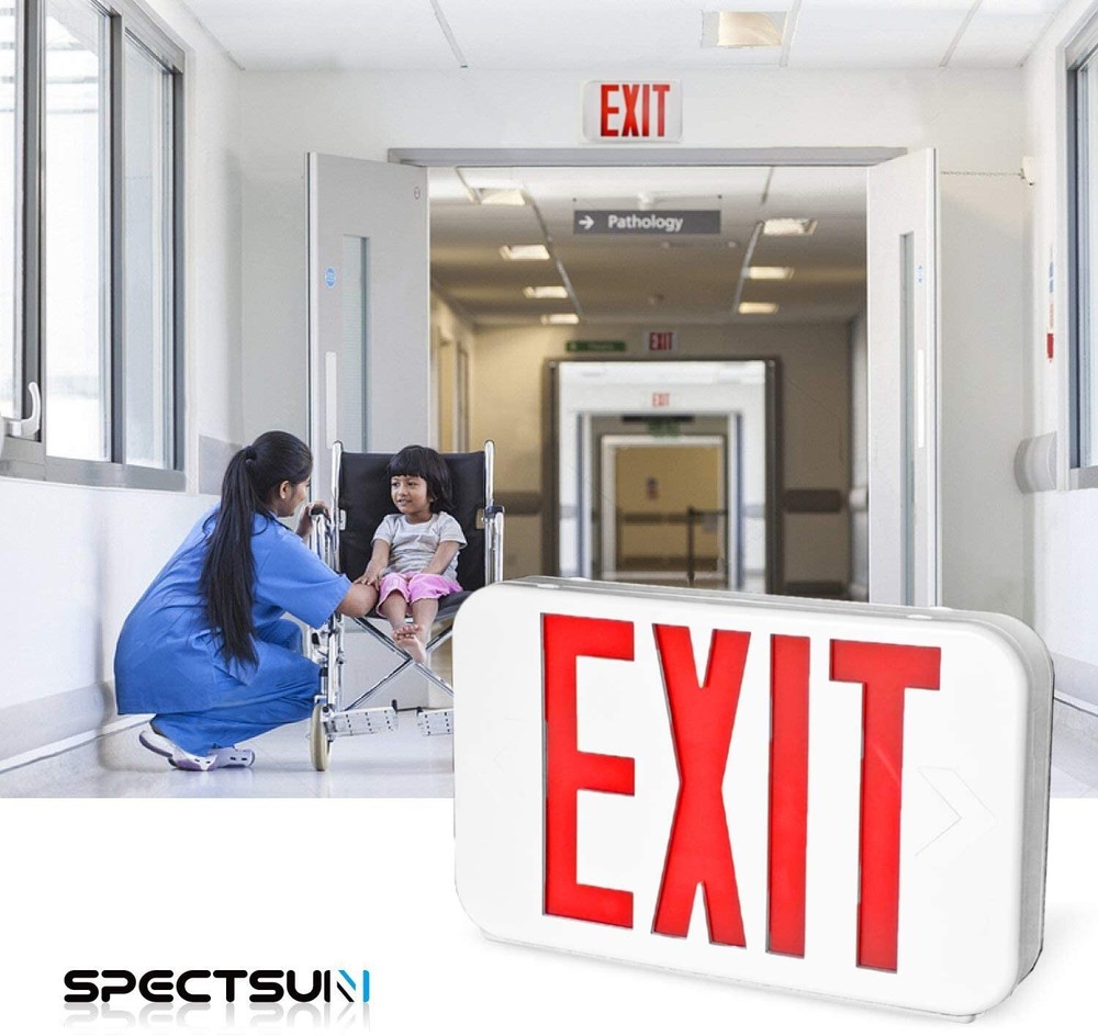 UL Listed 6 Packs Red Led Exit Sign & Exit Light with Battery Backup Combo.