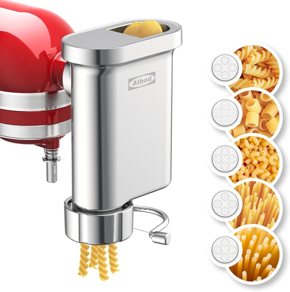Pasta Press Maker Attachment for Kitchenaid Stand Mixer 5 Interchangeable Plates