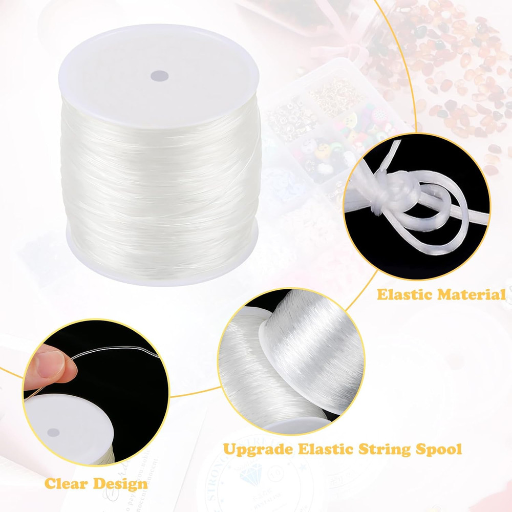 5 Pack Assorted Size Elastic String, Stretchy Bracelet String Crystal String Bea
