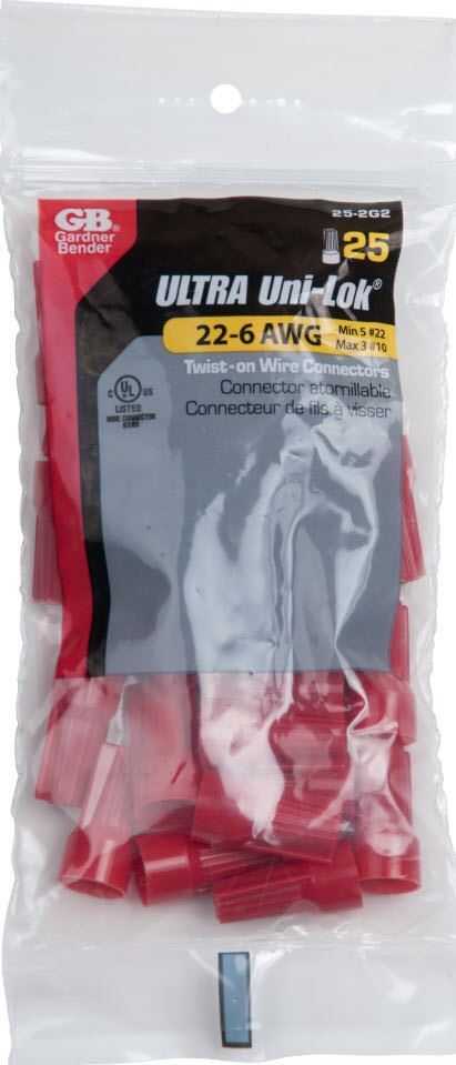 25 PCS Pack Wire Connectors - Wire Nuts - Range 22-6 AWG - Red