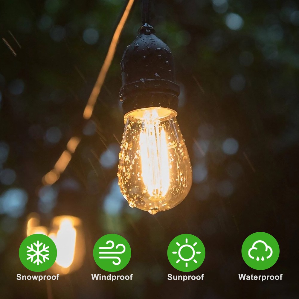 S14 E26 LED Bulbs Outdoor Edison Lights 2W, 15Pack for String Light Replacement