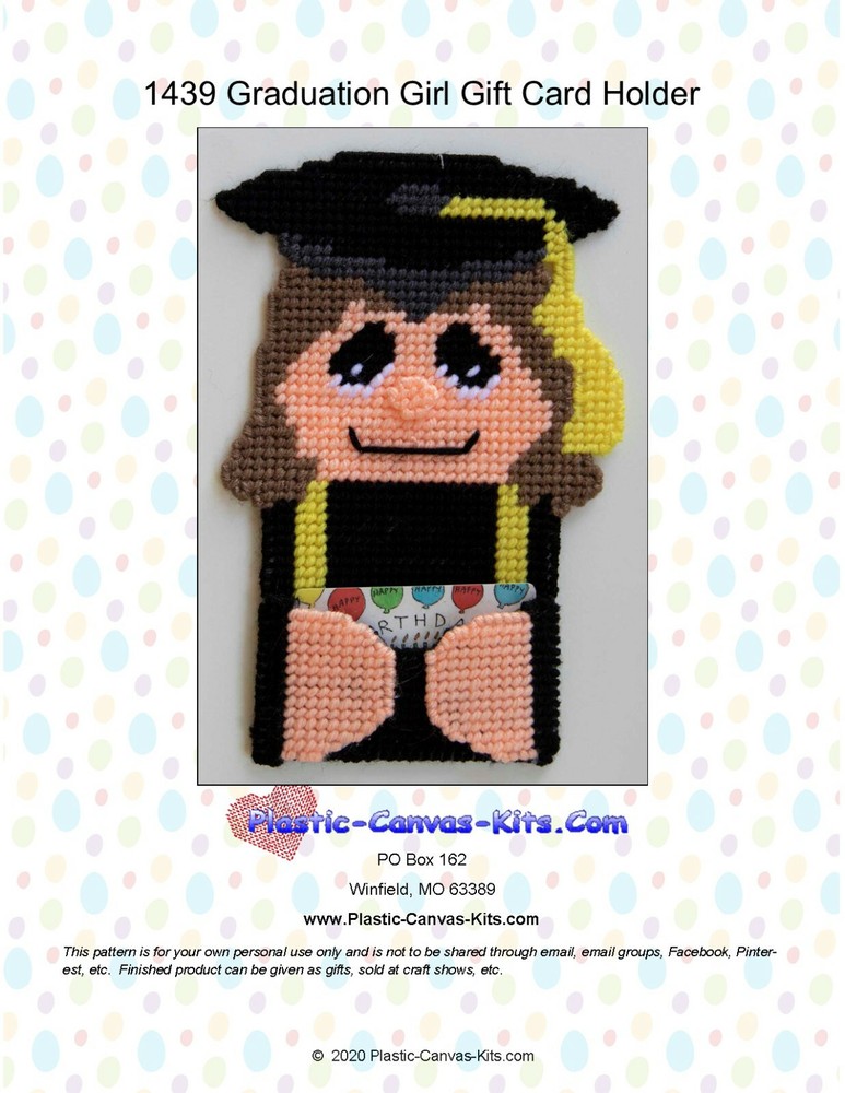Graduation Girl Gift Card Holder- Plastic Canvas Pattern or Kit