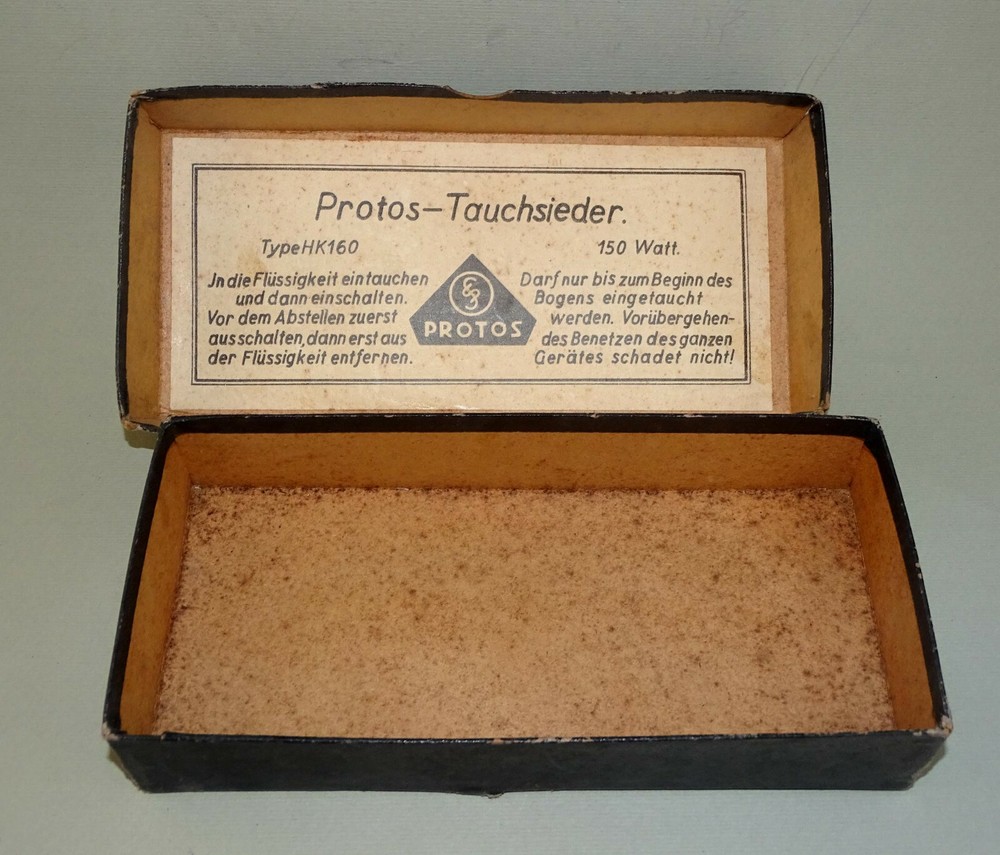 1930-40s Old Vintage Germany Water Tea Chromed Immersion Heater PROTOS w/Box