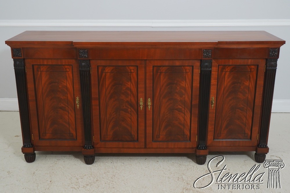 71664: BAKER Neoclassical Mahogany Sideboard w. Black Highlights