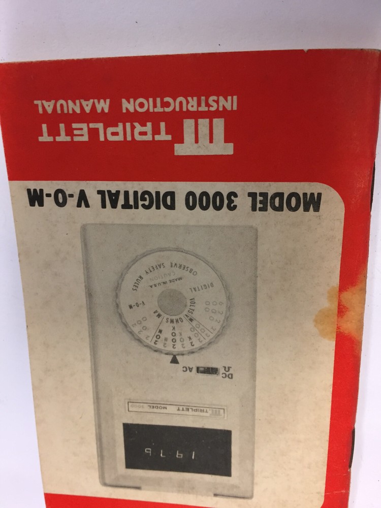 TRIPLETT MODEL 3000 DIGITAL VOM  INSTRUCTION MANUAL  NOS