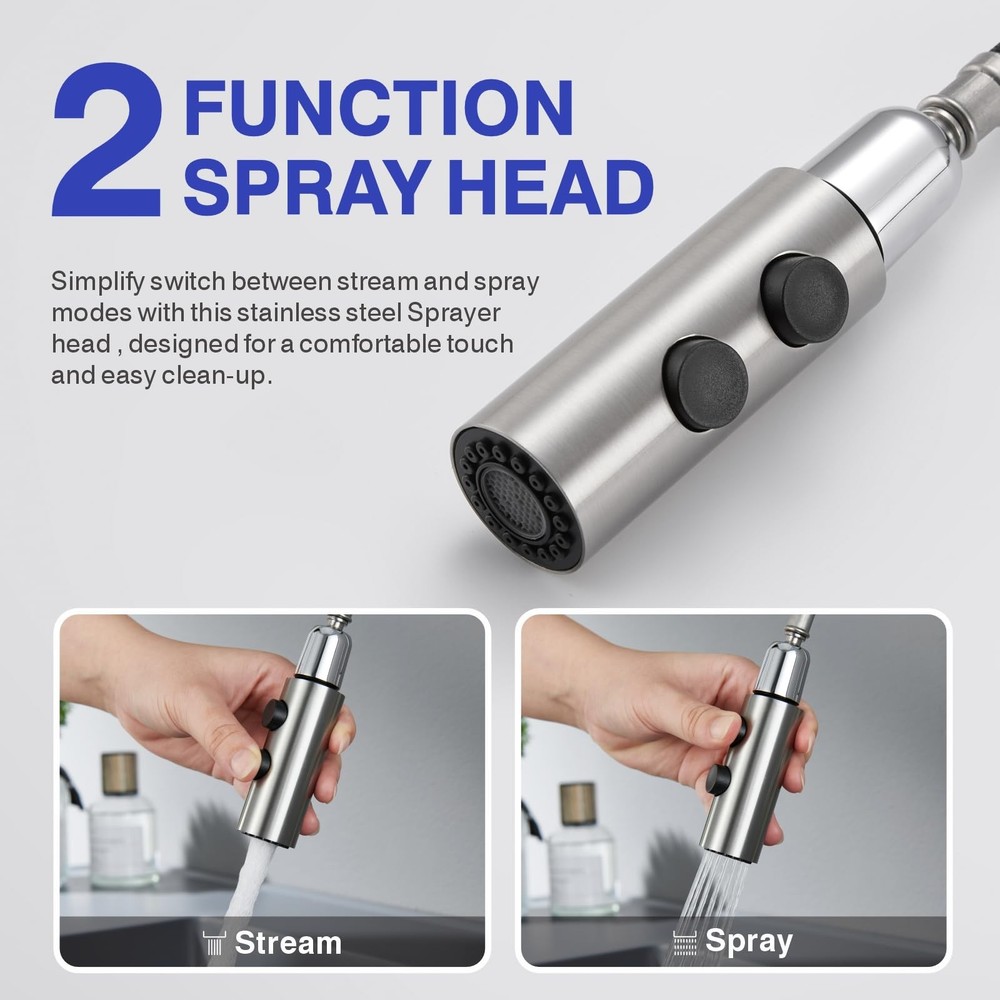 Bathroom Sink Faucet with Pull Down Sprayer, Brushed Nickel Single Handle Pul...