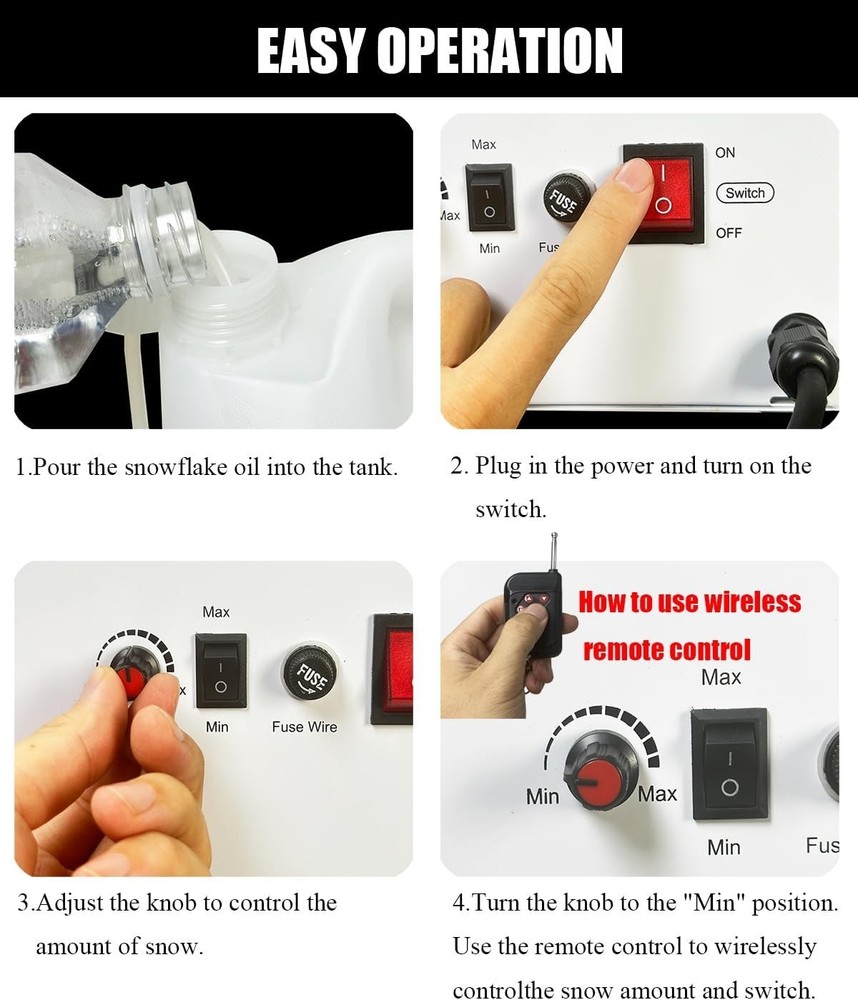 Professional Snow Machine with Remote Control & Adjustable Output Options