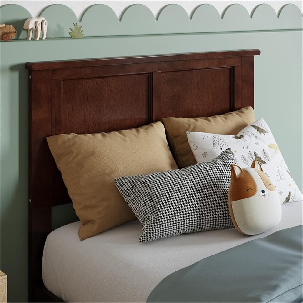 Pemberly Row Madison Twin Solid Wood Panel Headboard in Walnut