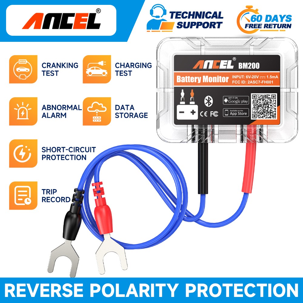 ANCEL BM200 Car Bluetooth 12V Battery Load Tester Cranking Charging Analyzer