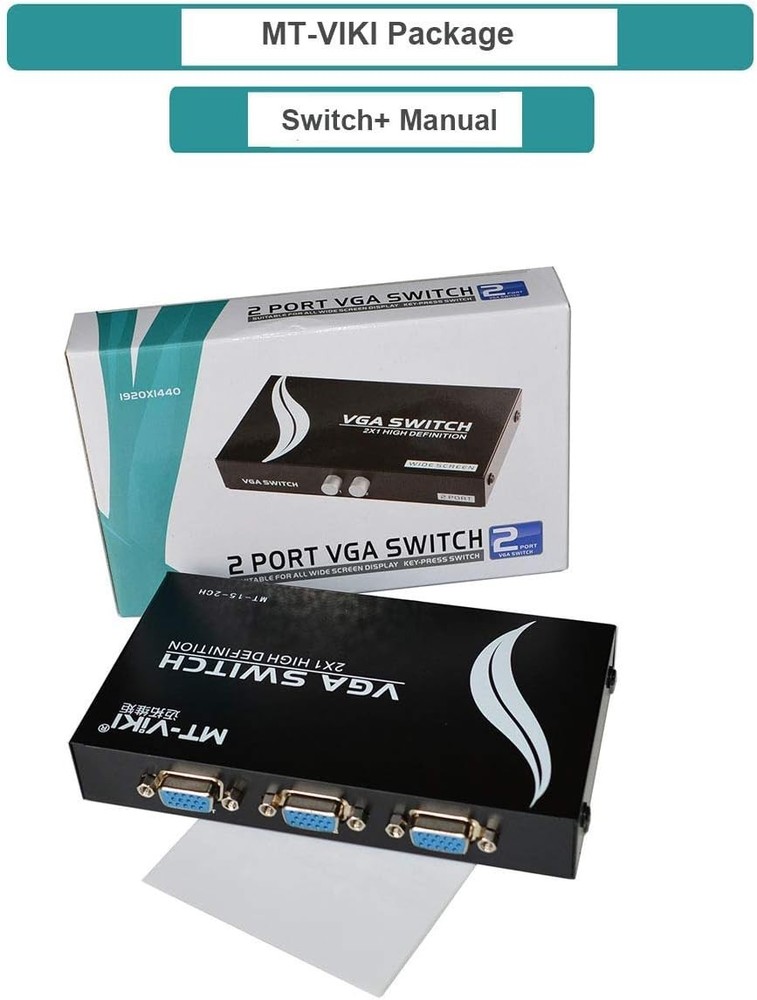 2 Port VGA Switch Video Selector Box - 2 Input 1 Output for Monitors