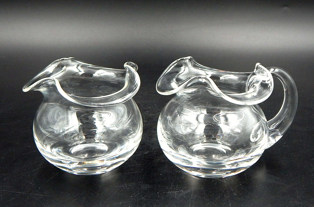 Tiffany & Co. Crystal Cream Sugar Set Devon Ruffled Signed