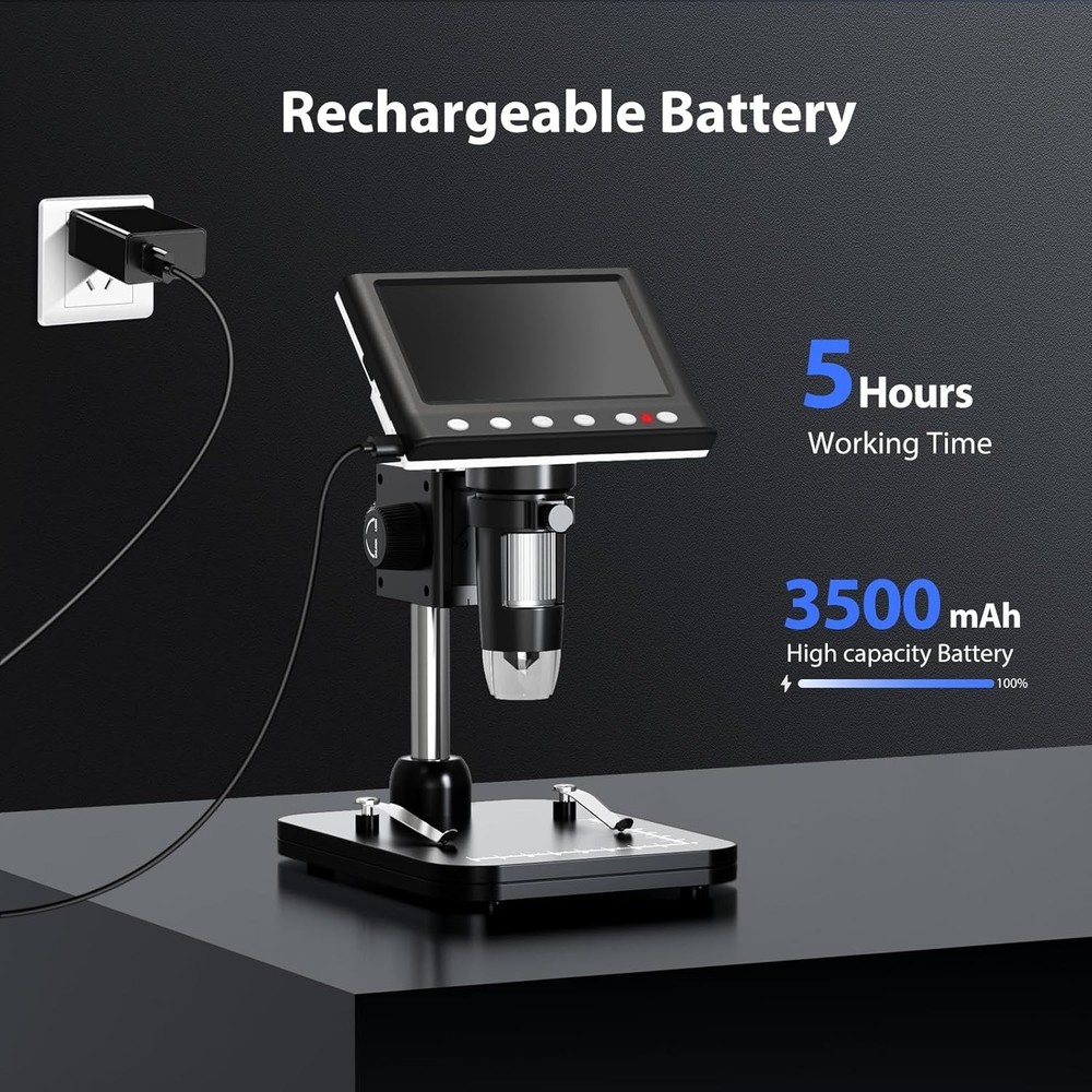 4.3'' IPS Coin Microscope, 1000X Magnification Digital Microscope for Adults，...