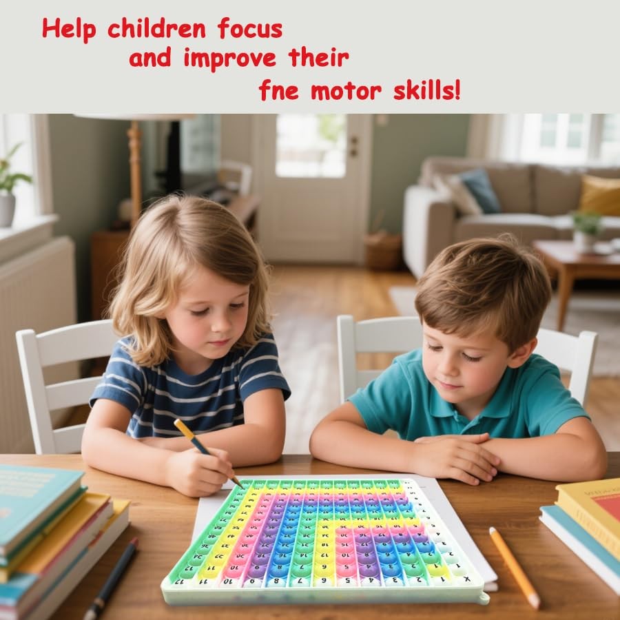 12x12 Multiplication Table Chart Kids Math Flash Cards & Fidget Toy Learning ...