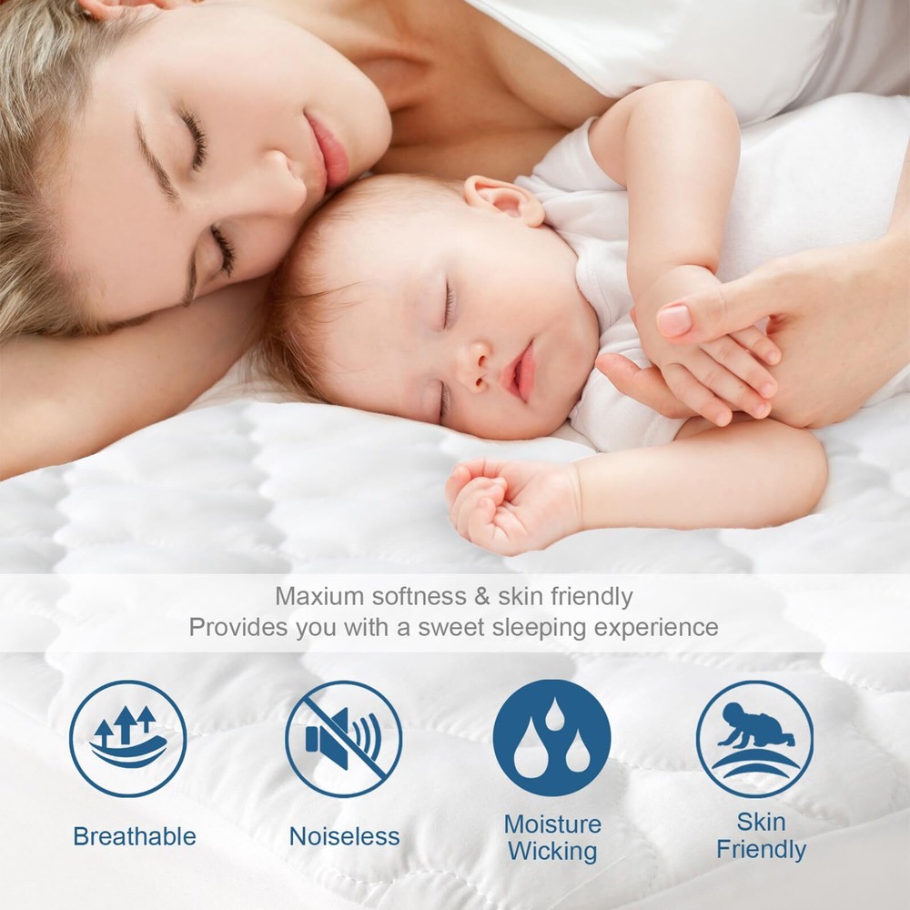 Full Size Mattres Protector Pad Waterproof Quilted Breathable & Cooling Full ...