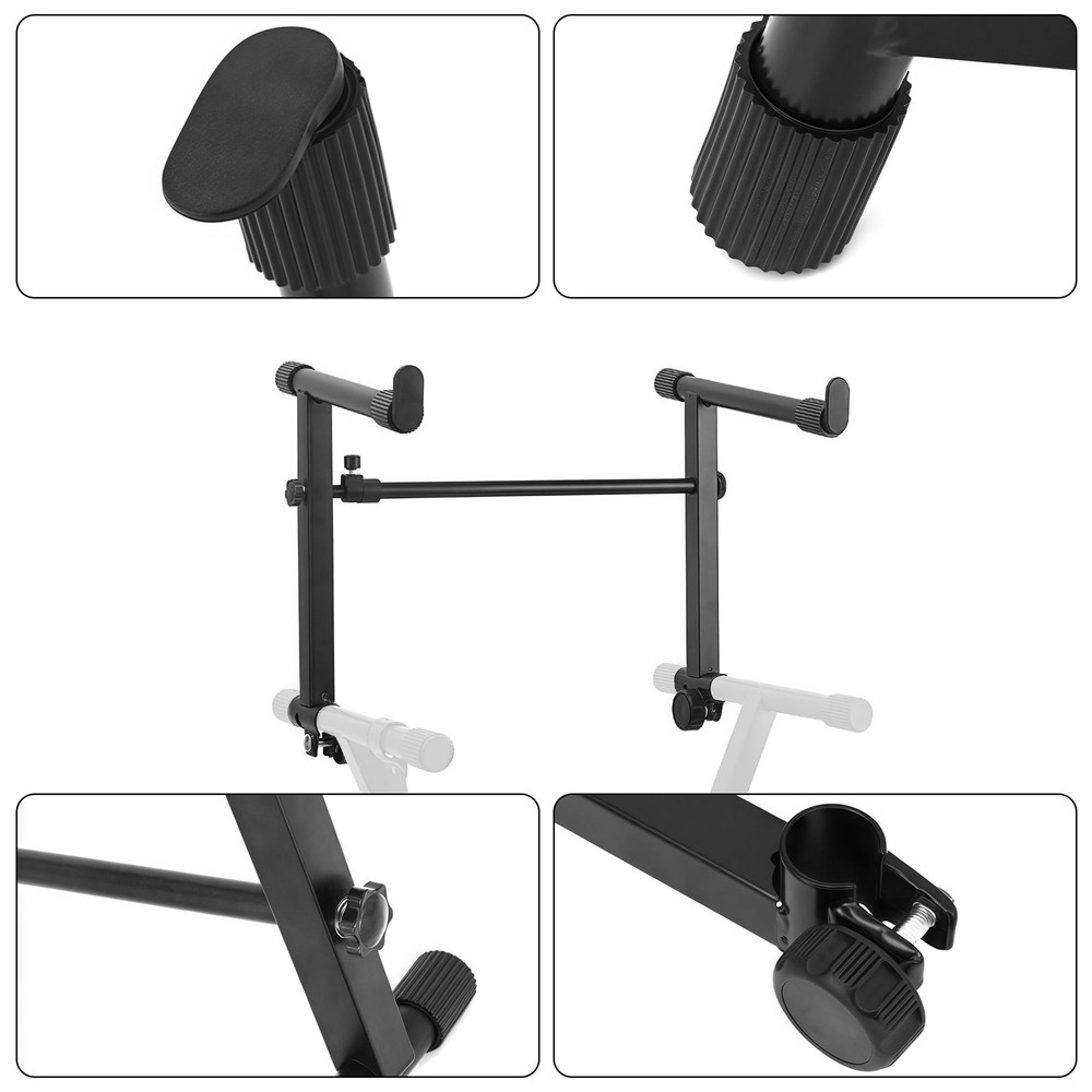 Elevated Double Layer Keyboard Stand Extension X-Type Adjustable Width Rack