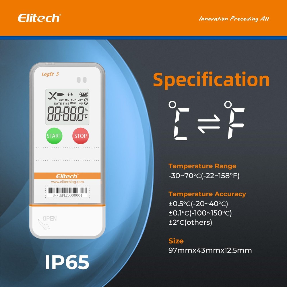 Elitech RC-5+ Digital PDF USB Temperature Data Logger + Digital...