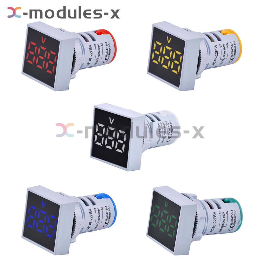 22MM AC60-500V Voltmeter Square Panel LED Digital Voltage Meter Indicator Light