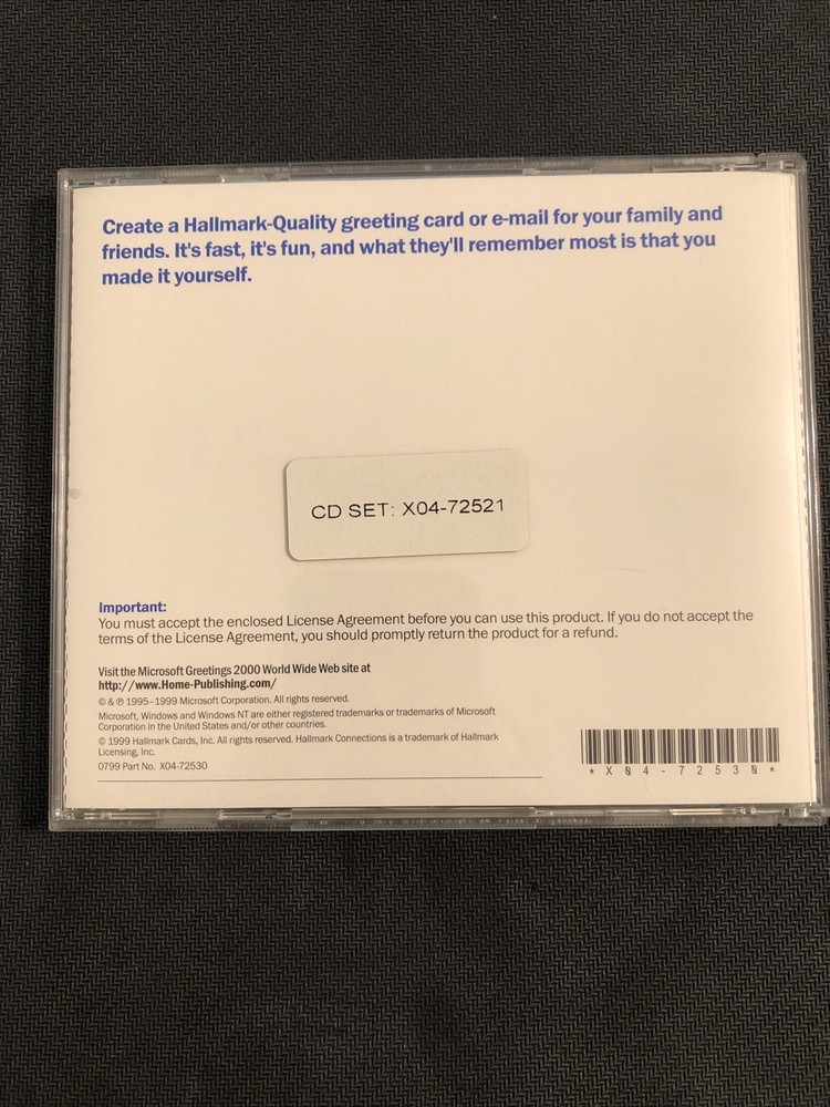 Microsoft Greetings 2000 CD, Hallmark Connections, Windows 95/98