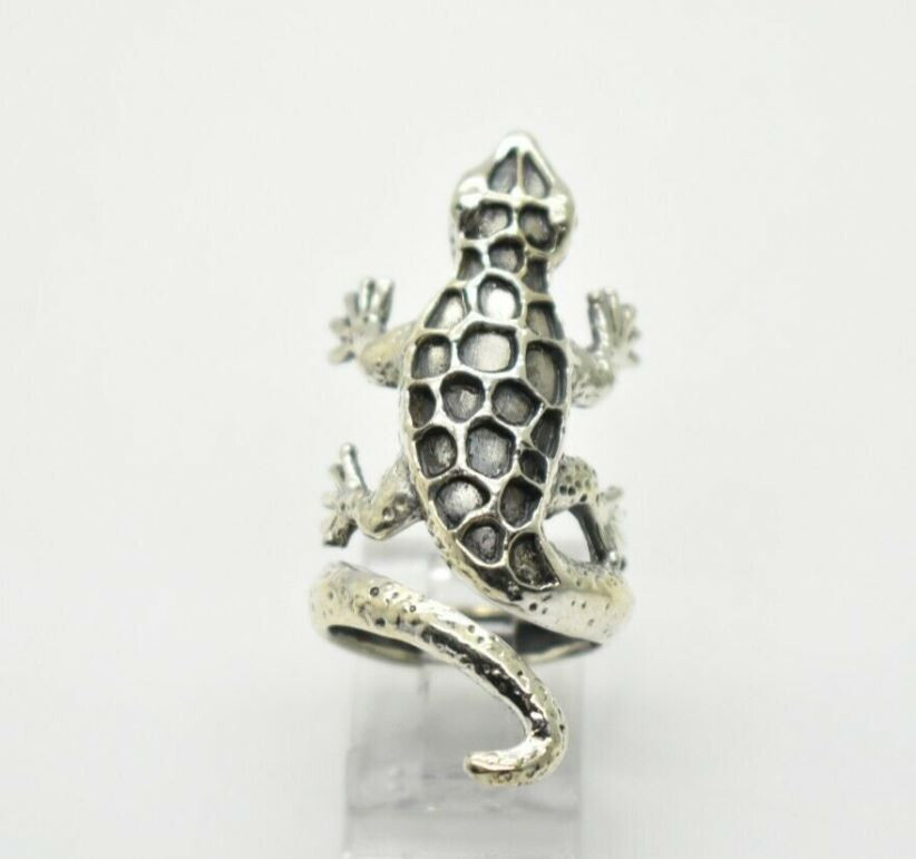 Lizard Long Cute Sterling Silver Ring Sz.7.5 slightly adjustable