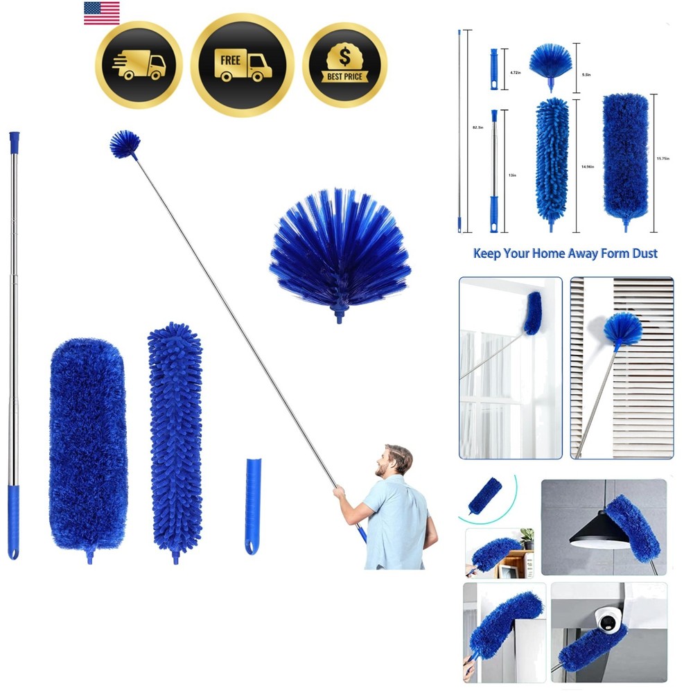 Adjustable Microfiber Duster Set for Cobweb and Ceiling Fan Cleaning - 5 Count