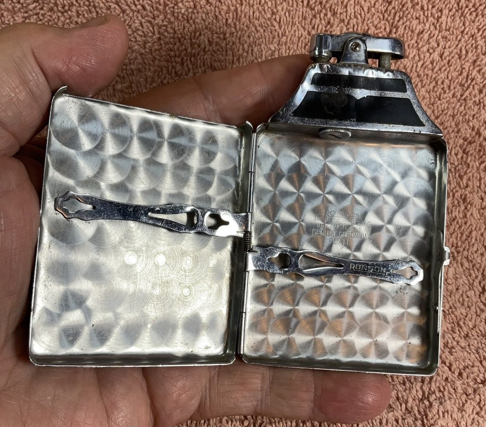 Vintage Ronson Cigarette Case & Lighter W/ Initials. Untested.