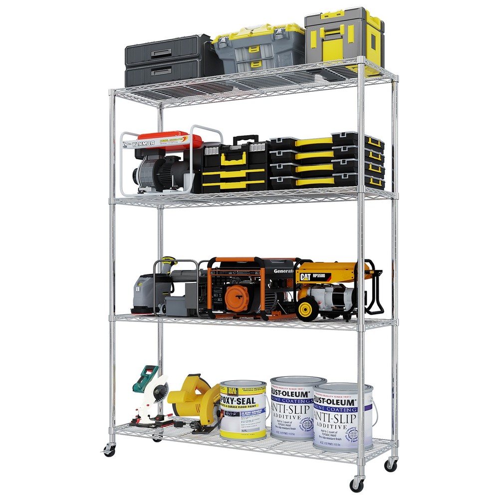 46x17x65" Heavy Duty Wire Rolling Storage Shelf Rack with Wheels Adjustable Rack