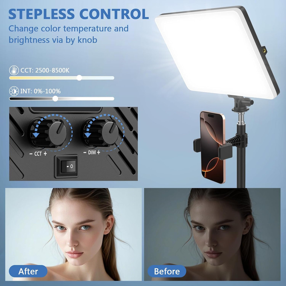 2 Pack Led Video Light Kit, 4000Mah Rechargeable Lithium Battery, Light Panel 25