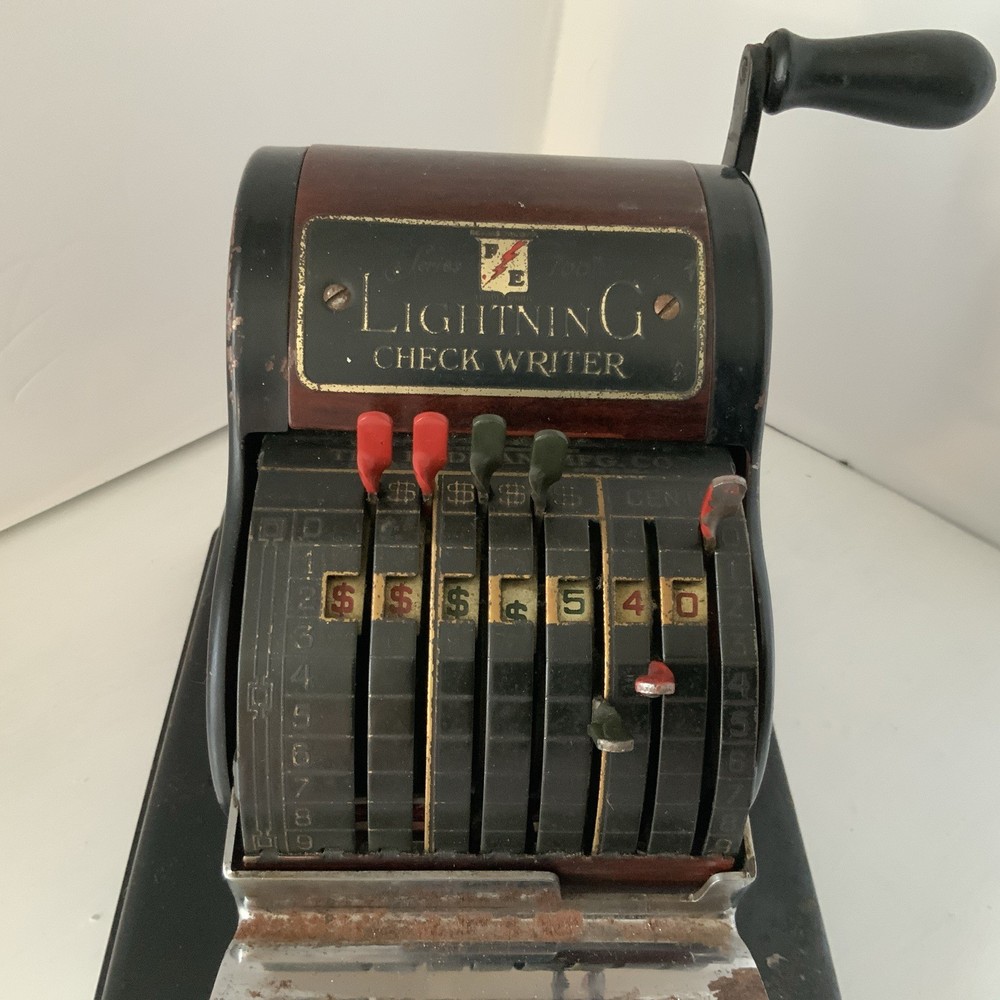 Vintage F E LIGHTNING Check Writer
