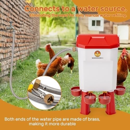 Automatic Chicken Waterer,Float-Controlled Large Watering System with Stainless
