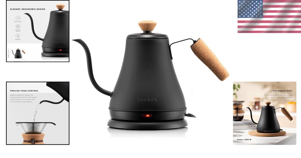 Electric Gooseneck Kettle for Coffee & Tea - 27oz