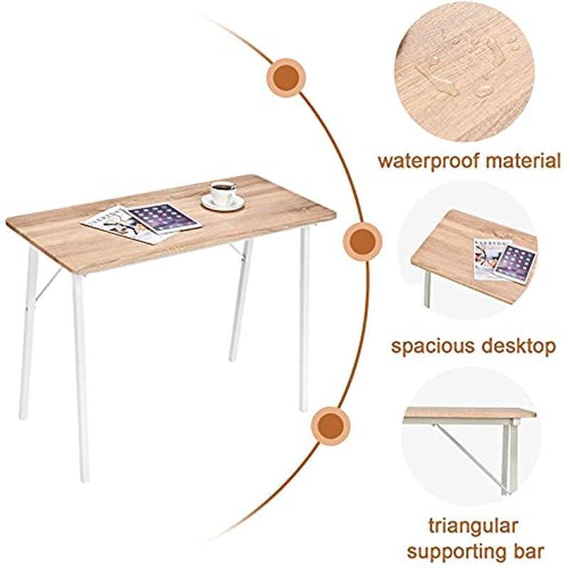 Small Computer Desk Modern Writing Table Sturdy Wood Metal Frame Space Saving US