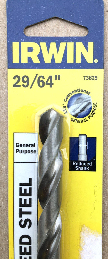 IRWIN 29/64" HIGH SPEED STEEL DRILL BIT