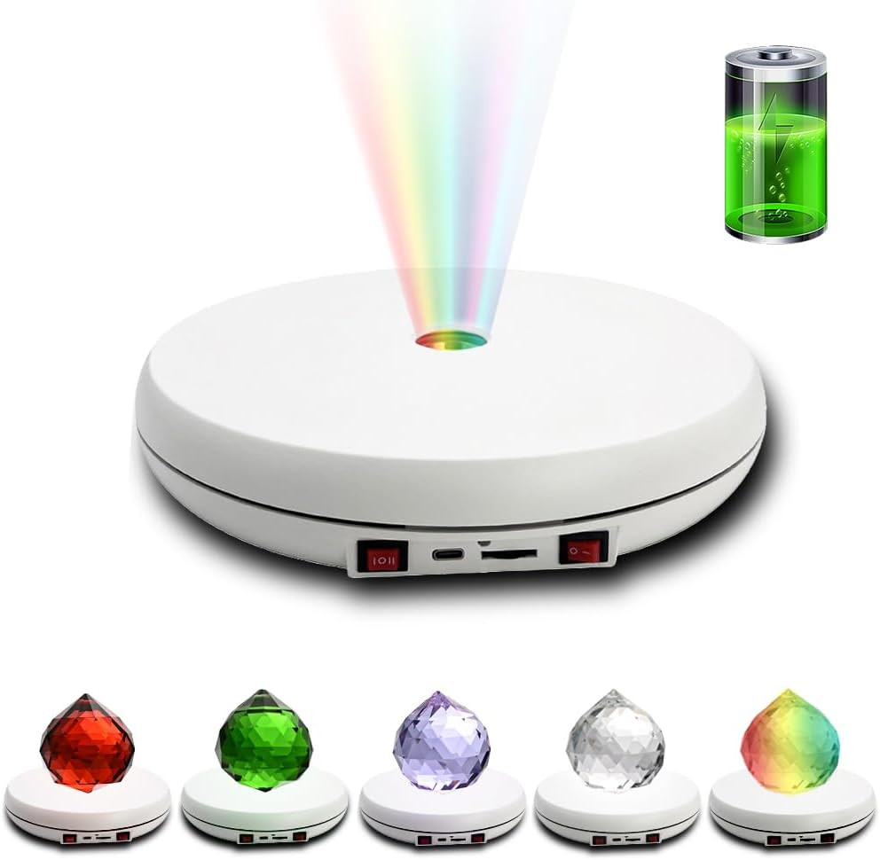 Multicolor LED Light Motorized Rotating Display Stand , 10 inch /55lbs Load, 360