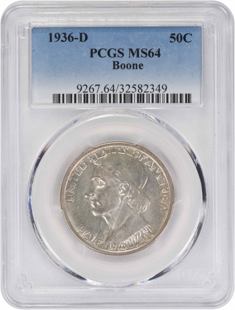 Boone Commemorative Silver Half Dollar 1936-D MS64 PCGS