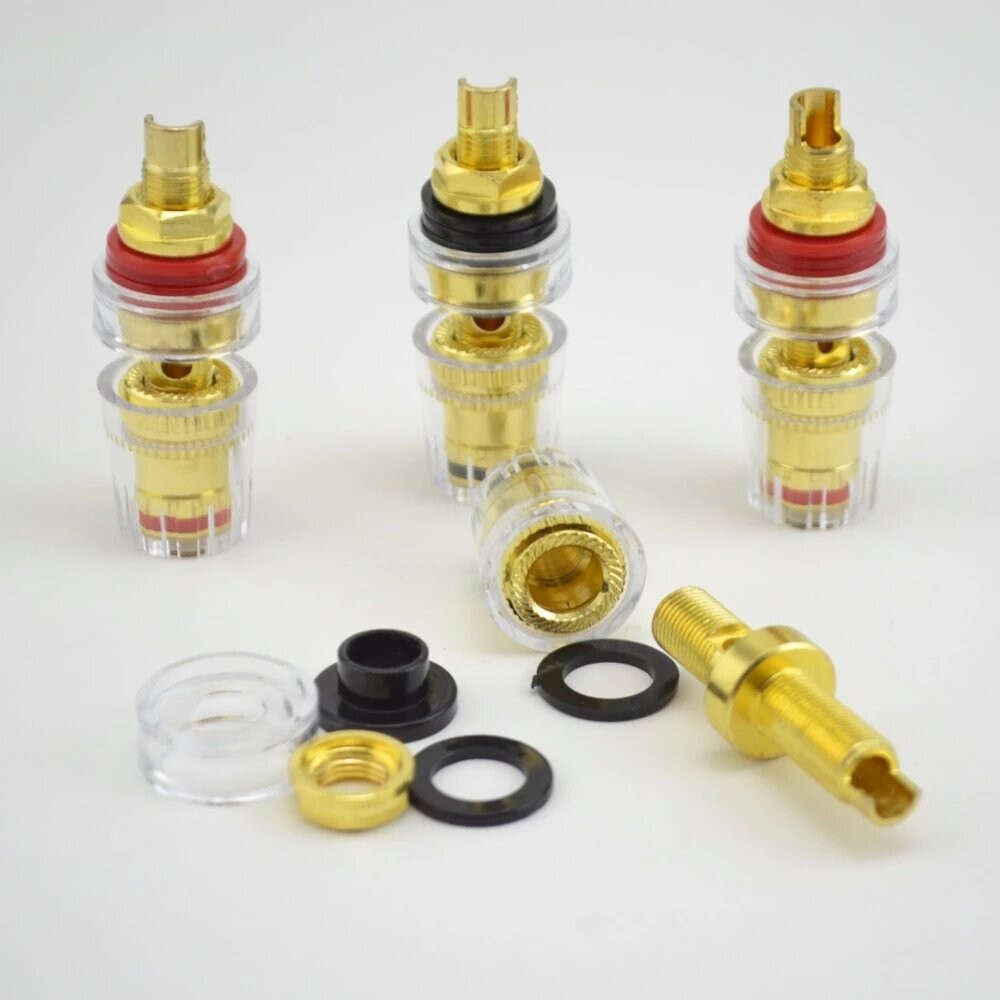 4pcs Gold Plated Short Thread Terminal Speaker Jack HIFI Speaker Binding Post