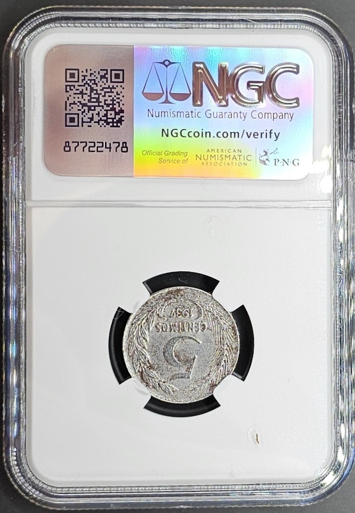 1937 Spain 5 Centimos NGC Genuine