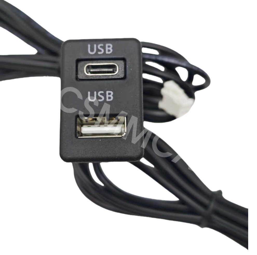 Dual USB Port Panel Charger Socket Extension Adapter For Car Android Navigation
