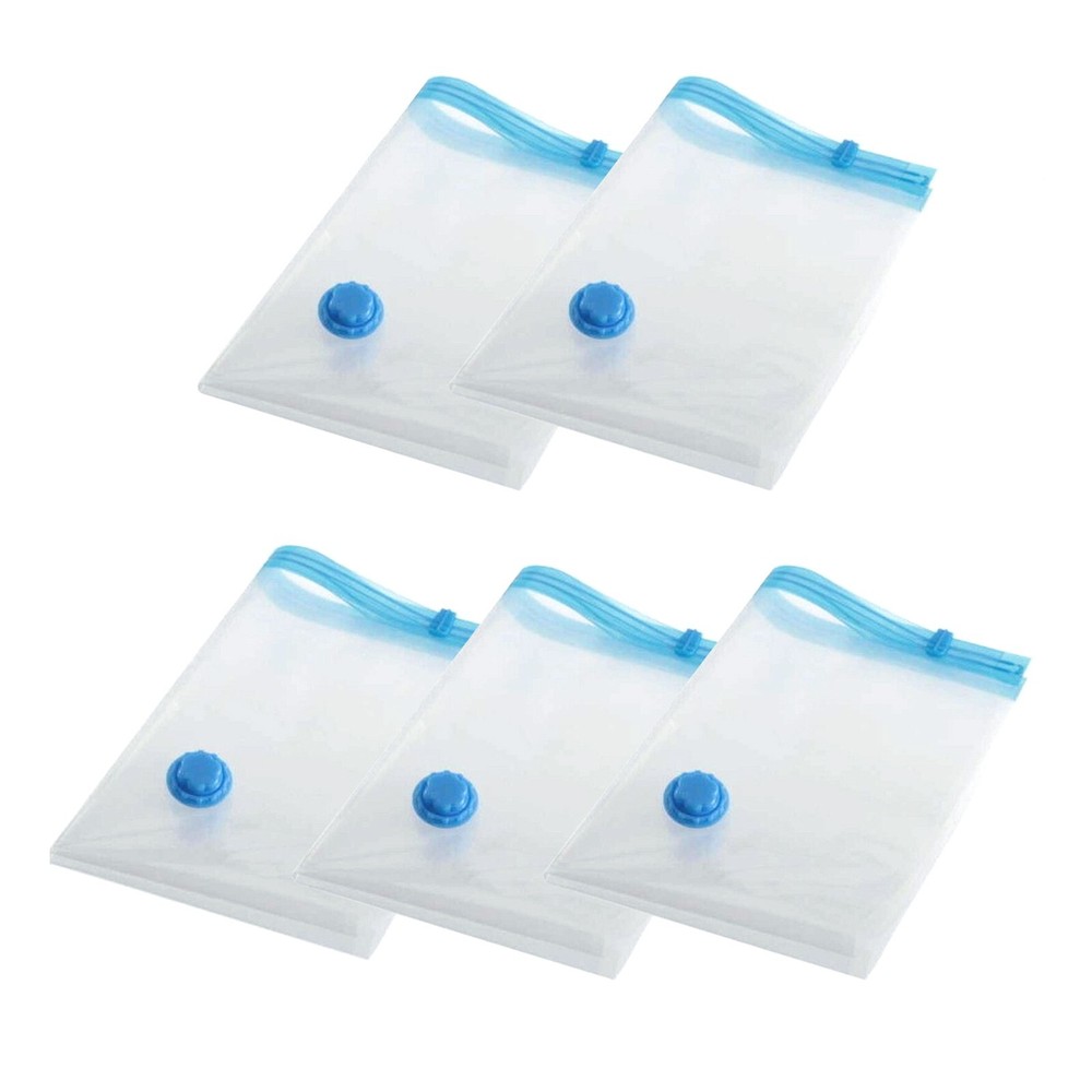 5pcs Transparent Vacuum Bag Folding Compressed Space Saving Clothes Storage