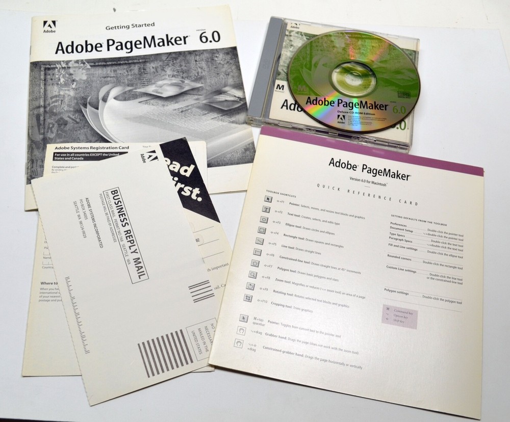 Adobe PageMaker 6.0 for Mac, Serial #, Getting Started and Quick Reference