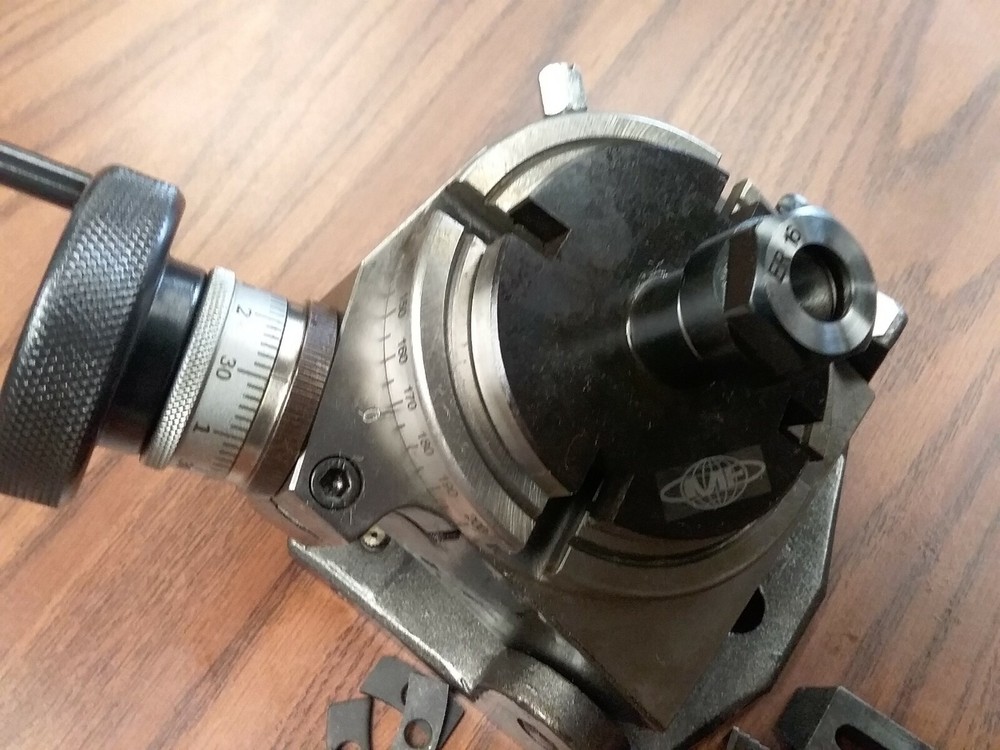 4" PRECISION TILTING ROTARY TABLE w. ER16 collet chuck adapter #TTSK-100ER16