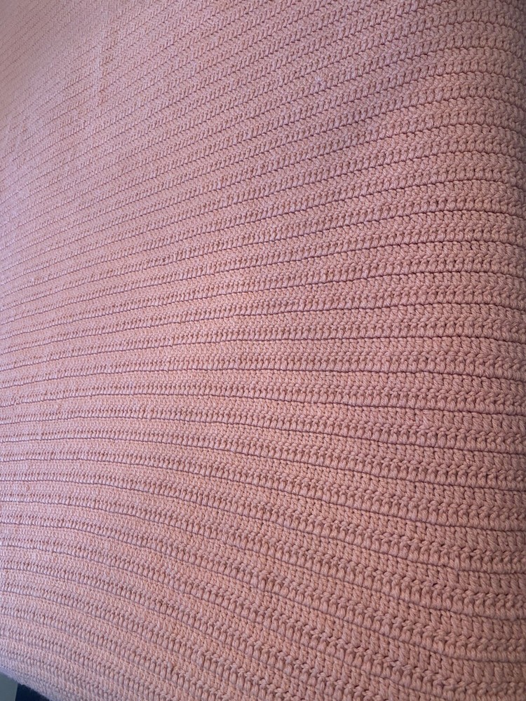 pink crochet throw 60 1/2 by 53 1/2