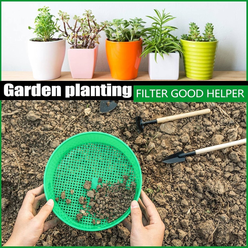 Round Plastic Garden Soil Sifter Set 4 Pack