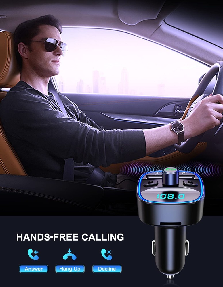 (Upgraded) COMSOON FM Transmitter, Bluetooth Car Adapter MP3 Small, Orange