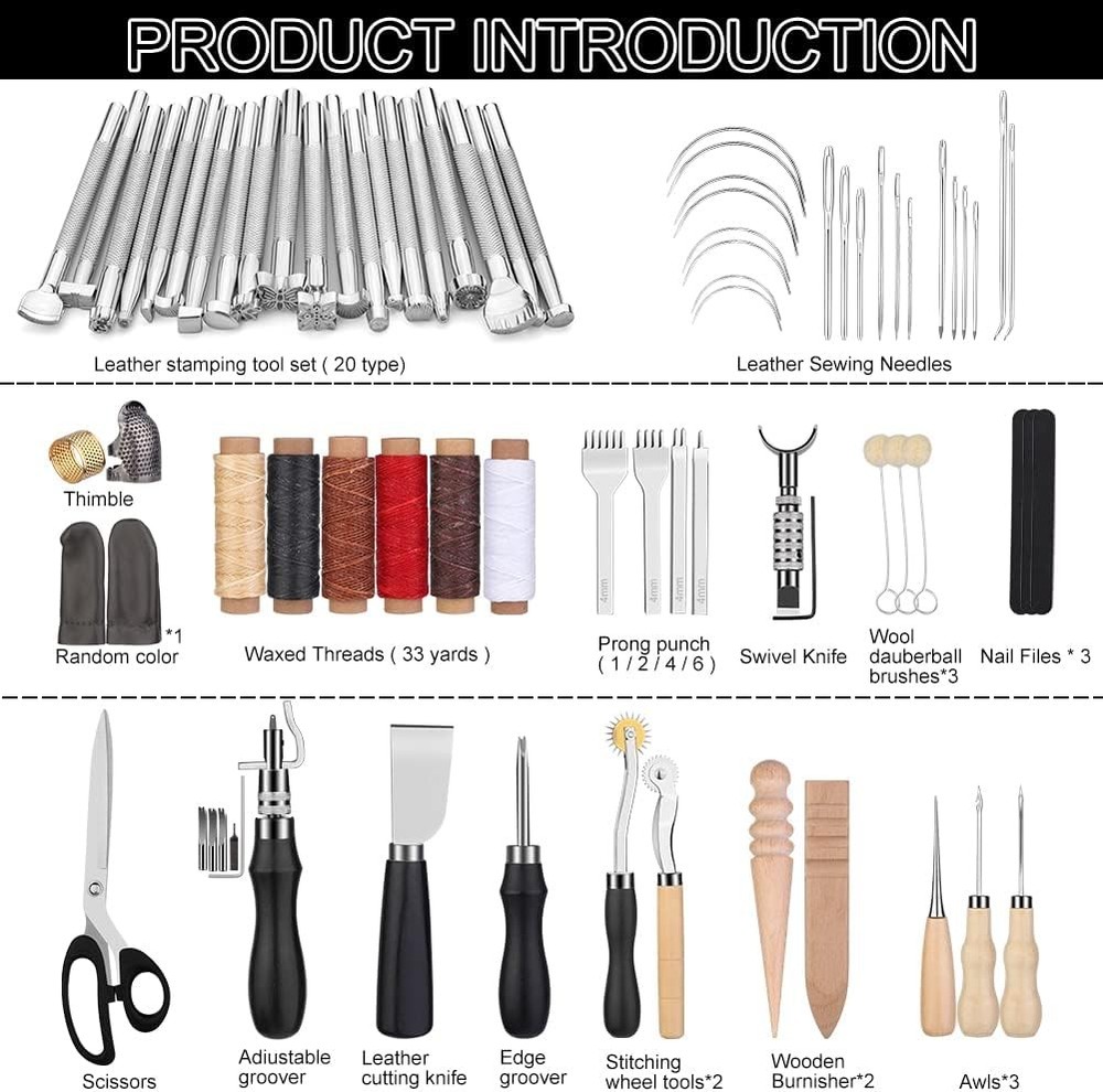 Leather Craft Tools Working Kit with Custom Storage Bag...