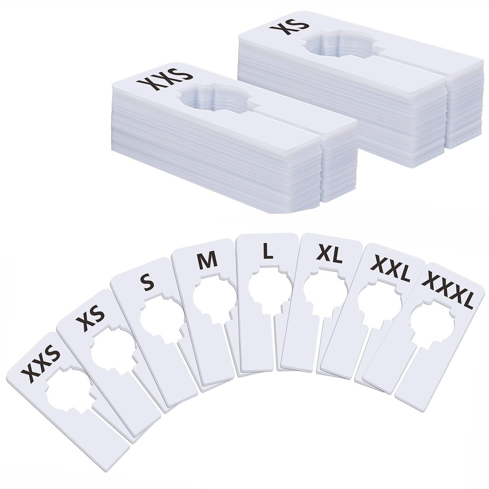 40 Pack Rectangular White Plastic Clothing Size Closet Rack Dividers Hangers,...