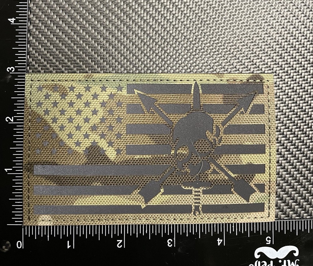 5" IR Reflective USA Special Forces Flag Skull CT CIF Tactical Hook Loop Patch
